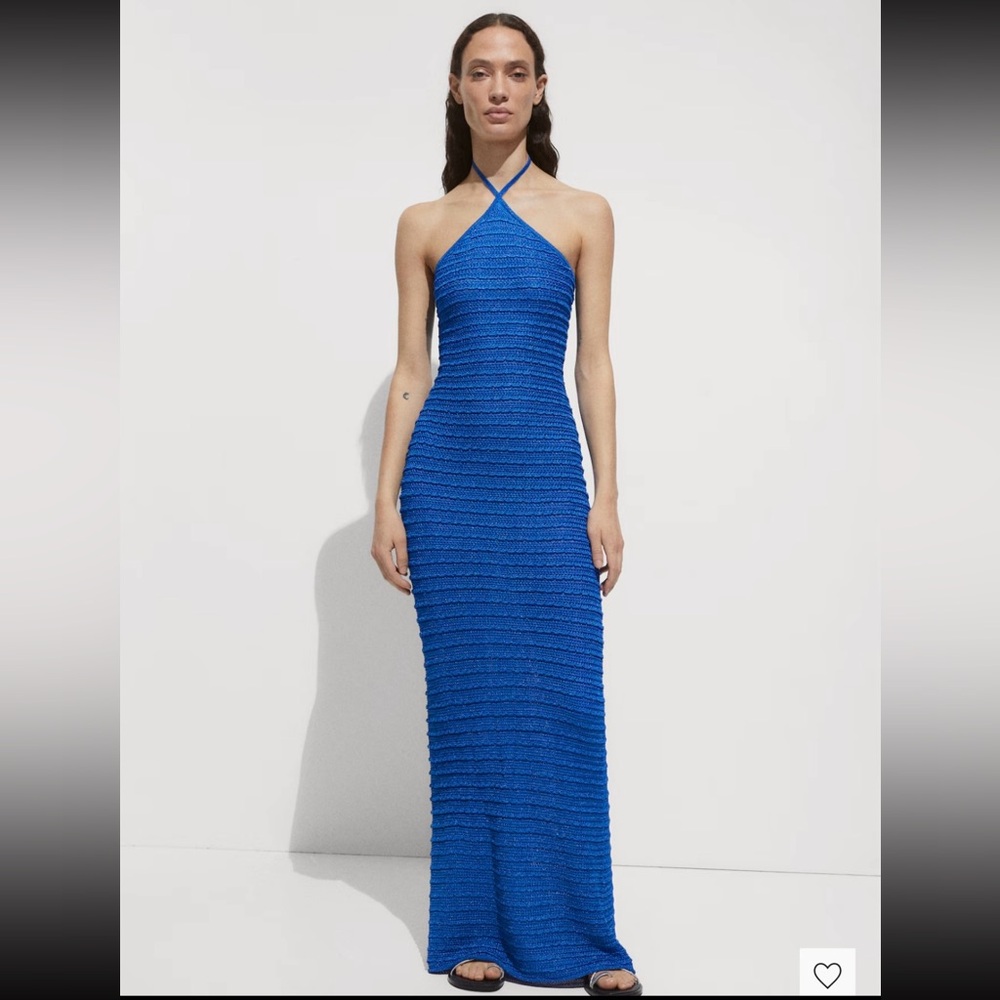 Mango Blue Halter Maxi Dress